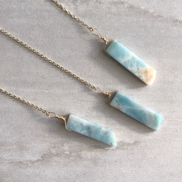 Amazonite Gold Boho Lariat Necklace - Picture 2 of 7
